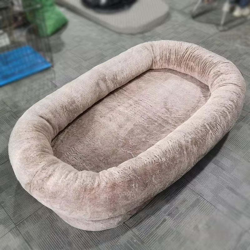 Luxury Oval Extra Ultra Large Giant Plush Pet Bed Adult Human Size Washable Dog Bed