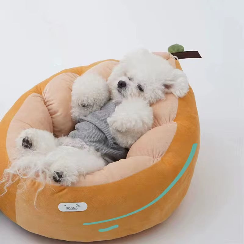 Luxury Avocado Pet Bed for Cat Dog Washable High-Resilient PP Cotton Stuffing Solid Pattern with Fleece Fiber Material